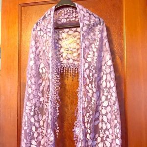 Italian Purple lace shall or scarf with leaves
